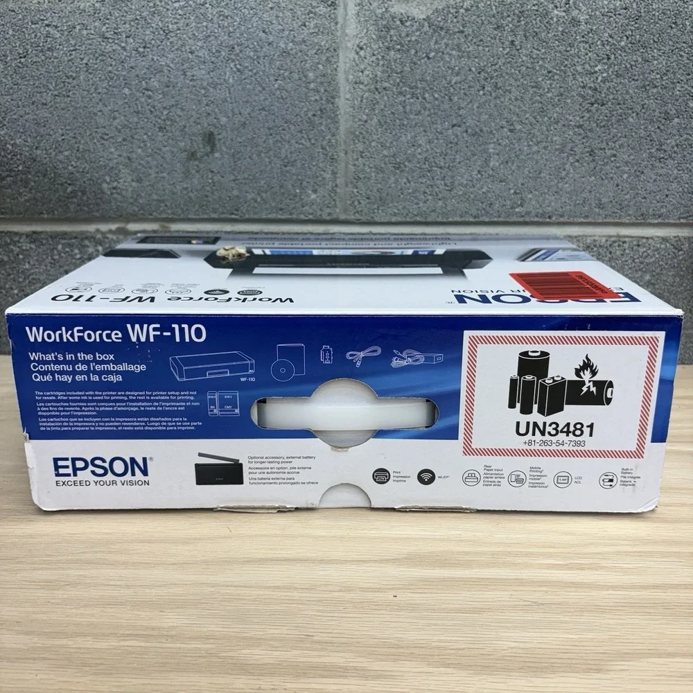 Epson WorkForce WF-110 Inkjet Mobile Printer Rechargeable Portable EUC